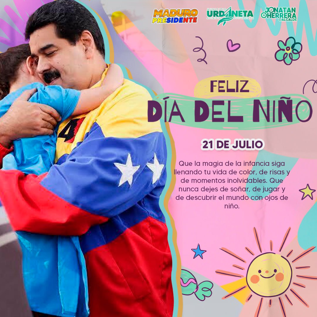 El alcalde <a href="/JonatanAHerrera/">Jonatan A. Herrera</a>, felicita a todos los niños y niñas de Venezuela y en especial los del municipio Urdaneta, esto al celebrarse este domingo el Día del Niño.

En Urdaneta Con Maduro+ Gestión 📈
