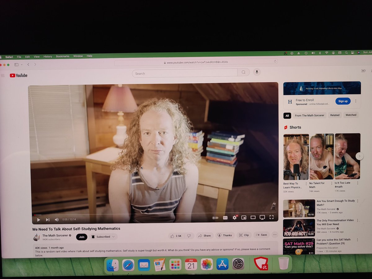 martinmrmar's tweet image. Great vid from MathSorcerer... On self-studying mathematics.