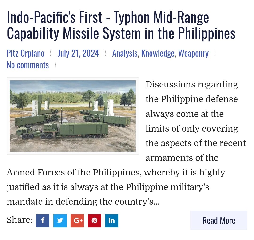 DefensePitz's tweet image. Coming right up: A new article has posted on the #PitzDefAnalysis main website regarding strategic deployment of #TyphonMRC platform by the #USArmy. Link will be provided on July 22 at0800H GMT 8+ or Manila time.

It is also already accessible via bit.ly/pdanx.