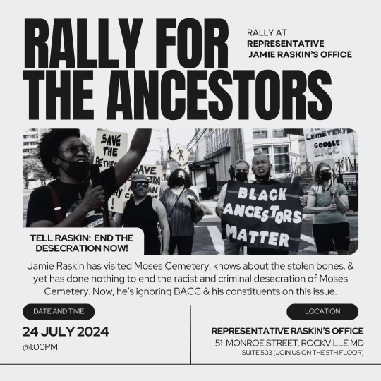Jamie Raskin has for months ignored our requests to meet. Despite having met with us in the past, knowing the details of the desecration, visiting Moses, and knowing what our solutions are, he has yet to take any action or even condemn the desecration.
Join us this Wednesday @ 1.