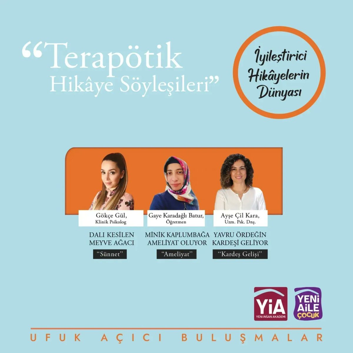 🦉 İyileştirici hikâyelerin dünyasında buluşuyoruz... 

🦉 PROGRAMA BAŞVURU
Tarih: 26 Temmuz Cuma, 21.00-23.00

Talha Tolunalp, Klinik Psikolog 

Program, ücretsiz ve Zoom üzerinden herkese açık olacaktır. 

Katılım için, YİA web sitesi "YİA Eğitim Ön Başvuru" bölümü