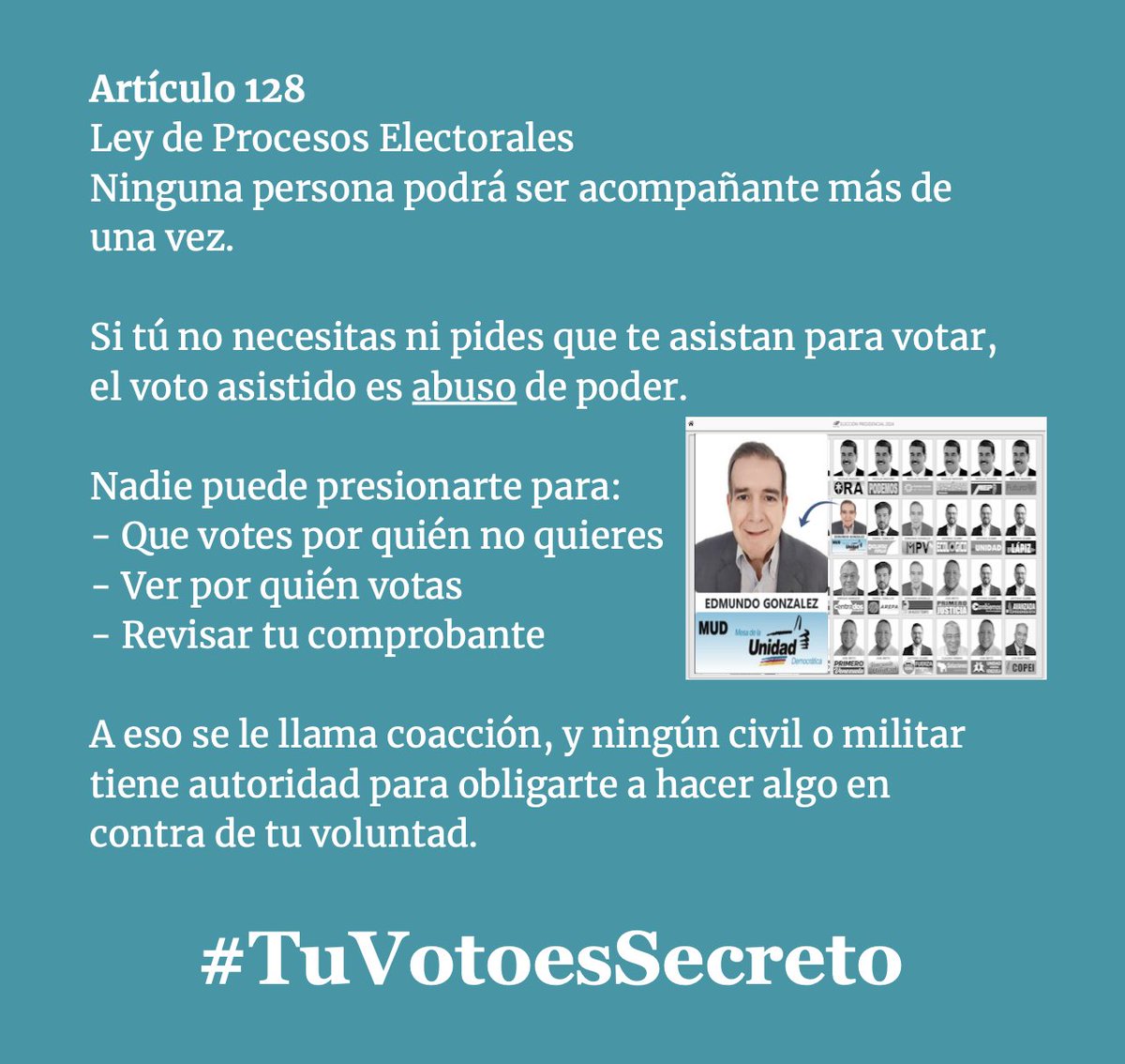ReporteYa's tweet photo. #21Jul #EleccionesVE
@Naky: Faltan 7 días para la elección presidencial 🗳️

Y aunque el CNE no desarrolló campañas institucionales, es importante que sepas y le hagas saber a todo tu entorno que tu voto es secreto, que no hay forma de que puedan vincular tu identidad con tu voto, así que vota con libertad.