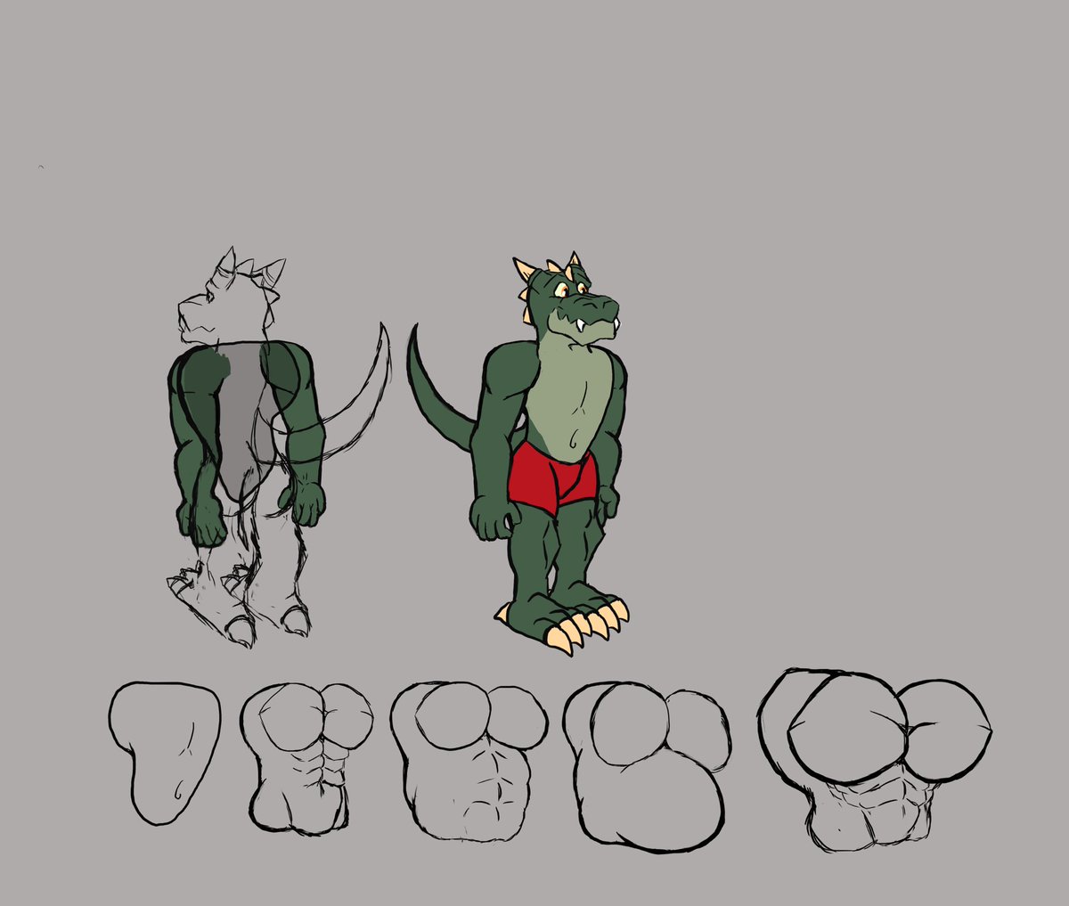 Adding different body type variations to see about customization for your player character. 

Twink, muscle. Muscle gut, fat/belly, hyper muscle. so far. 

Gonna do paper doll type of sprites for all the characters.