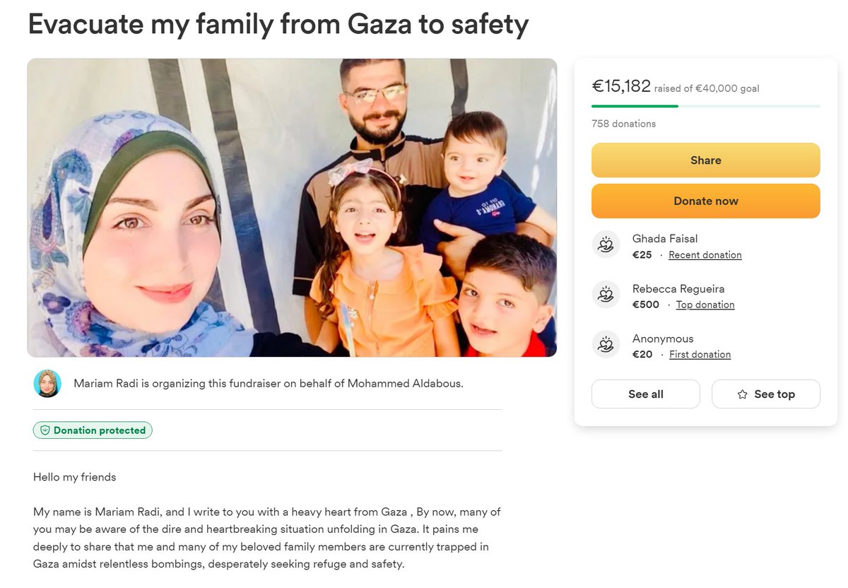 plazynoodles's tweet image. mariam has three very young children that she is trying to protect! in order to do this they have an evacuation fund to get the entire family out of gaza 🇵🇸 gofund.me/f2be9f40