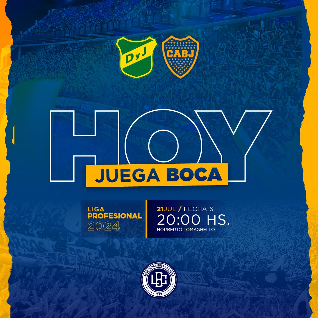 bocalacausa's tweet photo. ¡Hoy juega #Boca! 💙💛💙 https://t.co/UBLFfvP5zm