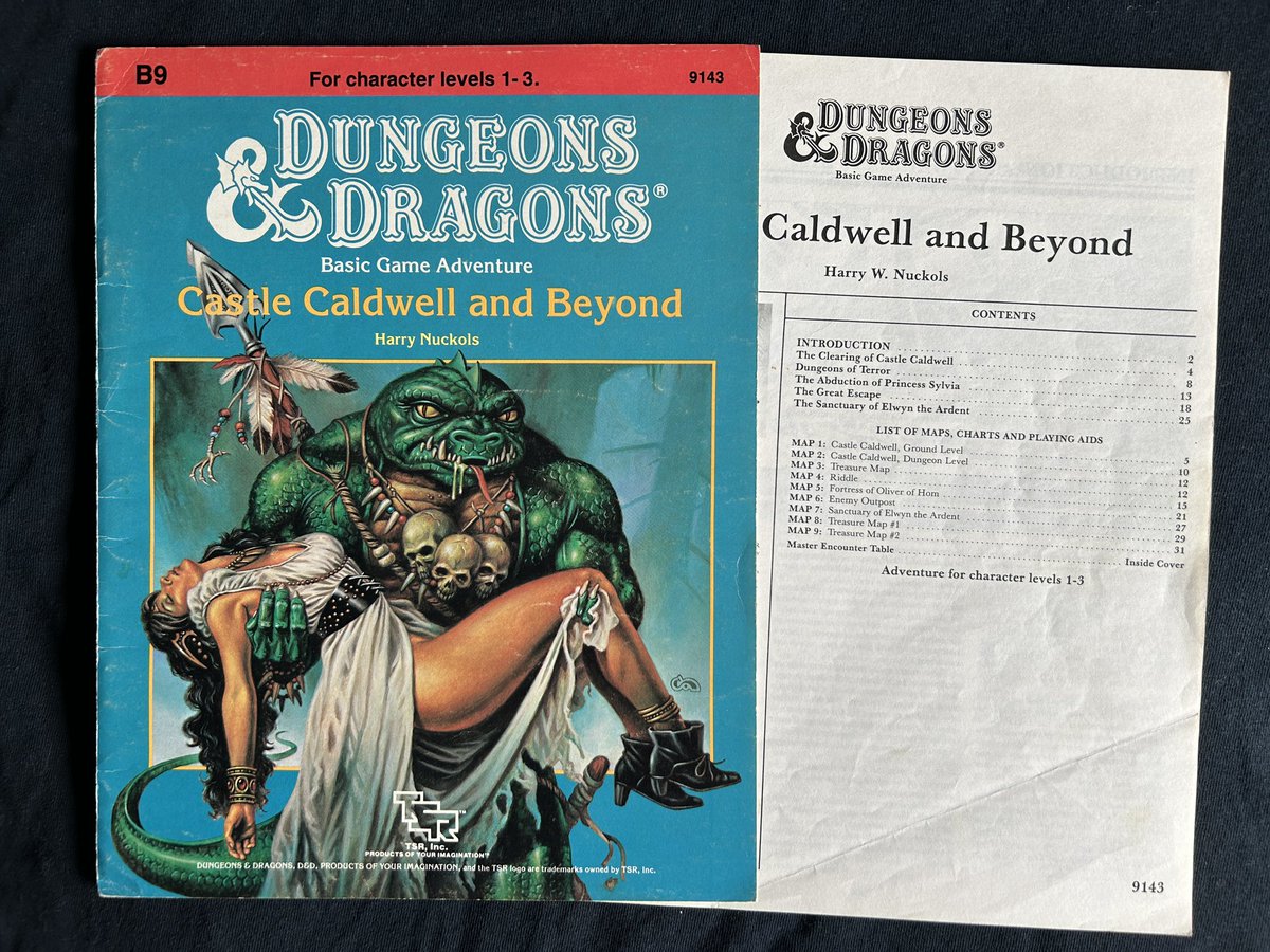tiny_warfare's tweet image. Back to civilization and look what’s waiting. B9 Castle Caldwell &amp;amp; Beyond by Harry Nuckols (uh-huh).
Not as universally loved as other basic modules, though I’ve seen it used well. With 5 adventures it fits a lot into those 32 pages.
#TTRPG #DnD #BECMI