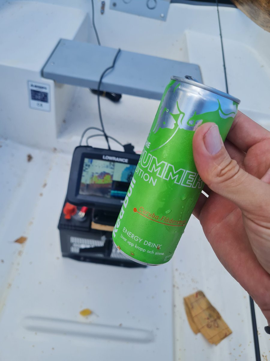 Inte helt dum ändå. 
Men jag behöver mer fiskelycka än vingar. 
#redbull 
#lowrance 
#abborre