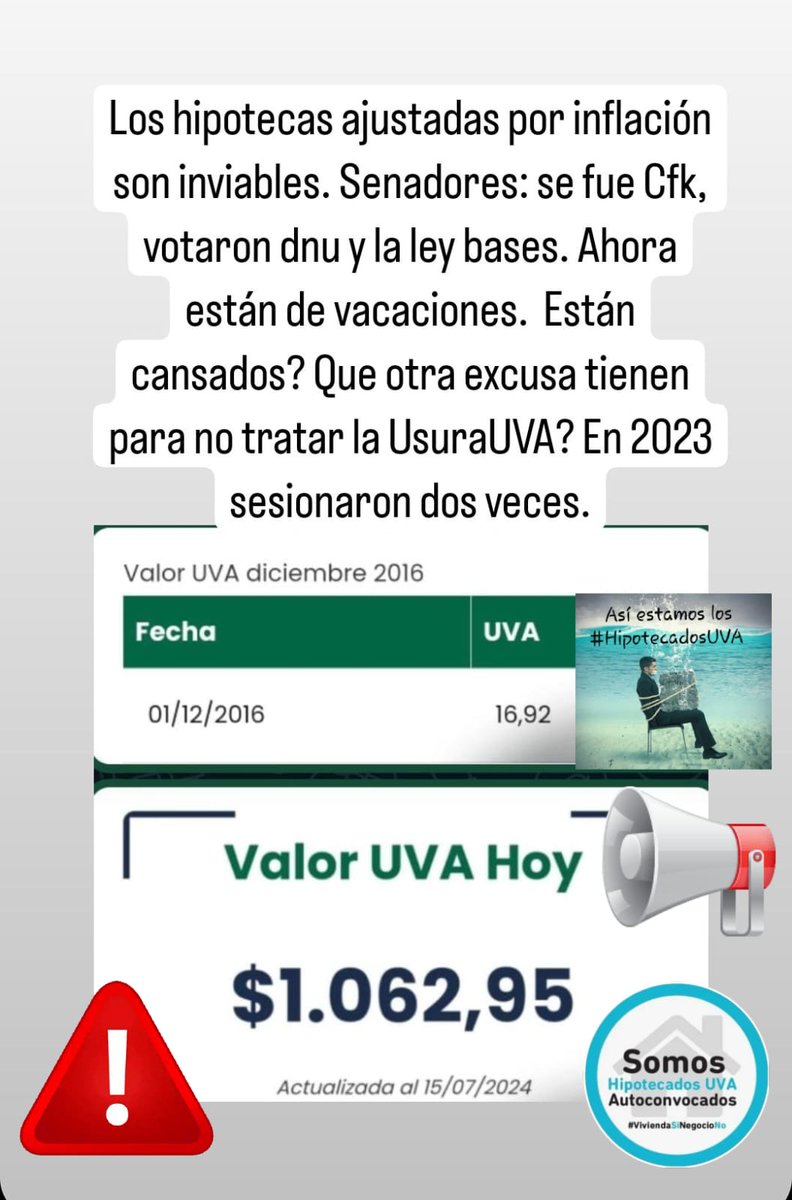 <a href="/RaulJalil_ok/">Raúl Jalil</a> <a href="/VickyVillarruel/">Victoria Villarruel</a> <a href="/SenadoArgentina/">Senado Argentina</a> <a href="/anabelfsagasti/">Anabel Fernández Sagasti</a> <a href="/ditulliojuli/">Juliana di Tullio</a> <a href="/blancopabloda/">Pablo Daniel Blanco</a> <a href="/GugaLusto/">Martín Lousteau</a> <a href="/LinaresCarlosCR/">Carlos Linares</a> <a href="/MaxiAbad/">Maxi Abad</a> <a href="/CarolinaMoises/">Carolina Moises</a> <a href="/EugeniaDureTDF/">Eugenia Duré</a> <a href="/martindonate/">Martin Doñate</a> <a href="/ljuez/">Luis Juez</a> <a href="/ClaudiaLAZamora/">Claudia Ledesma Abdala de Zamora</a> <a href="/alevigo/">Alejandra Vigo</a> <a href="/Beatriz_AvilaOK/">Beatriz Avila</a> <a href="/LupeTagliaferri/">Guadalupe Tagliaferri</a> <a href="/OscarParrilli/">Oscar Parrilli</a> dejen de ignorar a más 100flias <a href="/hipotecadosuva/">@HipotecadosUVANacional</a>