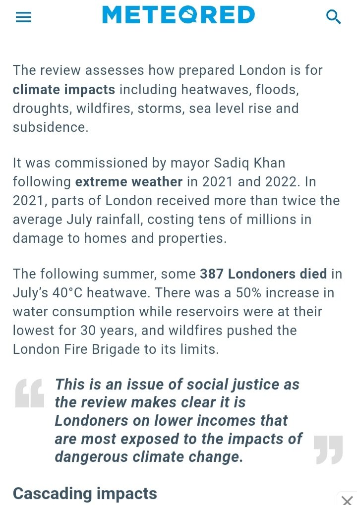 StreetTreck's tweet image. ♻️ #IndependentReview #assesses #how #prepared #London is 4 #climateimpacts #including #heatwaves, #floods, #droughts, #wildfires, #storms, #sealevelrise n #subsidence

#CascadeEffect #healthcare #transport #energy #watersystems #Uk #StreetTreck🛤️ yourweather.co.uk/news/trending/…