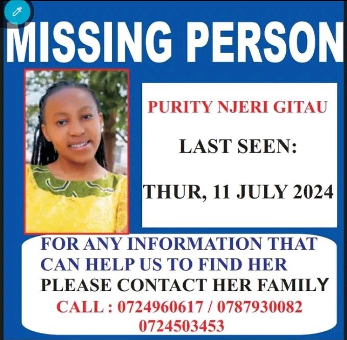 Nyandia_G's tweet photo. Sadly, We are still looking for Purity Njeri Gitau.

Please share until she is found

#FindNjeri
#RutoMustGo https://t.co/tqhNFMYSaK