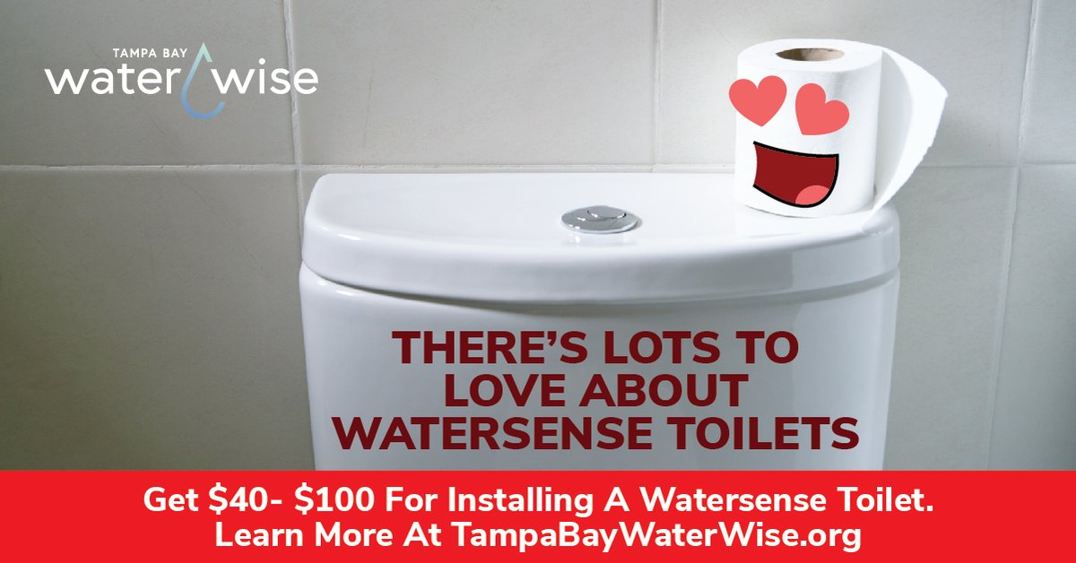 PinellasGov's tweet photo. Tampa Bay #homeowners can save water and get up to $100 from @TBWaterWise to help cover the cost of replacing their old toilet with an @EPAwatersense high-efficiency toilet.
Click to learn more and apply for the rebate: https://t.co/8b47REVOOG #PCUT https://t.co/wX2qTZC76p