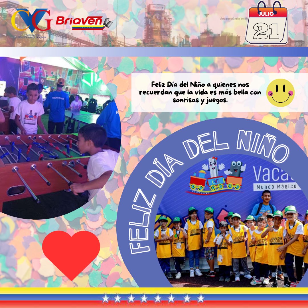 La familia de Briquetera de Venezuela, felicitan a quienes son el motor de cada trabajador y trabajadora. A quienes a diario nos inspiran a ser  mejores personas. Feliz día al semillero de la Patria, Feliz día del Niño en Venezuela!
