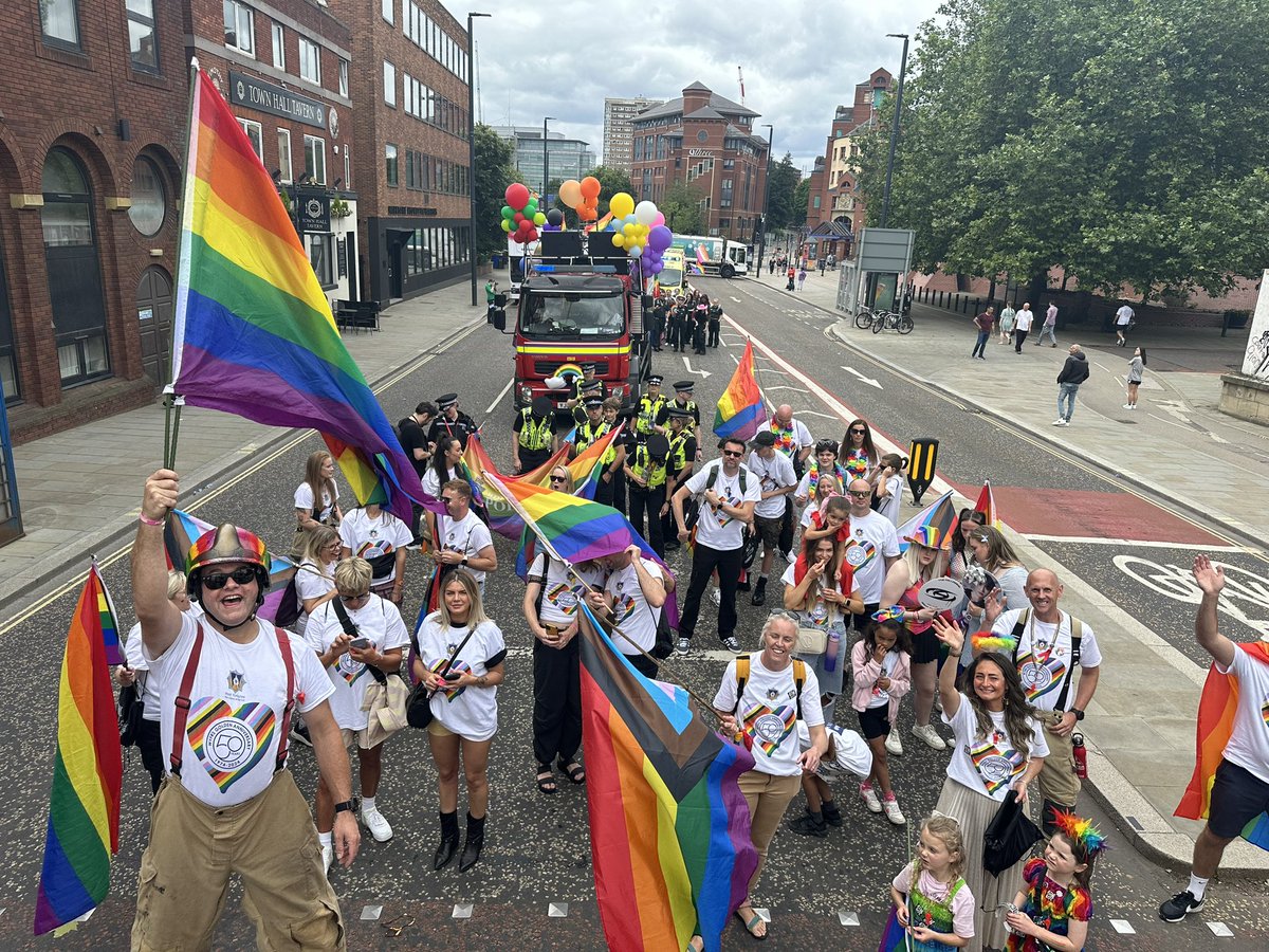 Thank you so much to every member of the <a href="/WYFRS/">West Yorkshire Fire and Rescue Service</a> <a href="/WestYorksPolice/">West Yorkshire Police</a> <a href="/YorksAmbulance/">Yorkshire Ambulance</a> Emergency Services family who attended <a href="/LeedsPride/">Leeds Pride</a> today. Meeting the communities we serve and parading with Pride 🌈 celebrating our diversity @WYPMadden 🚒🚓🚑 #LeedsPride