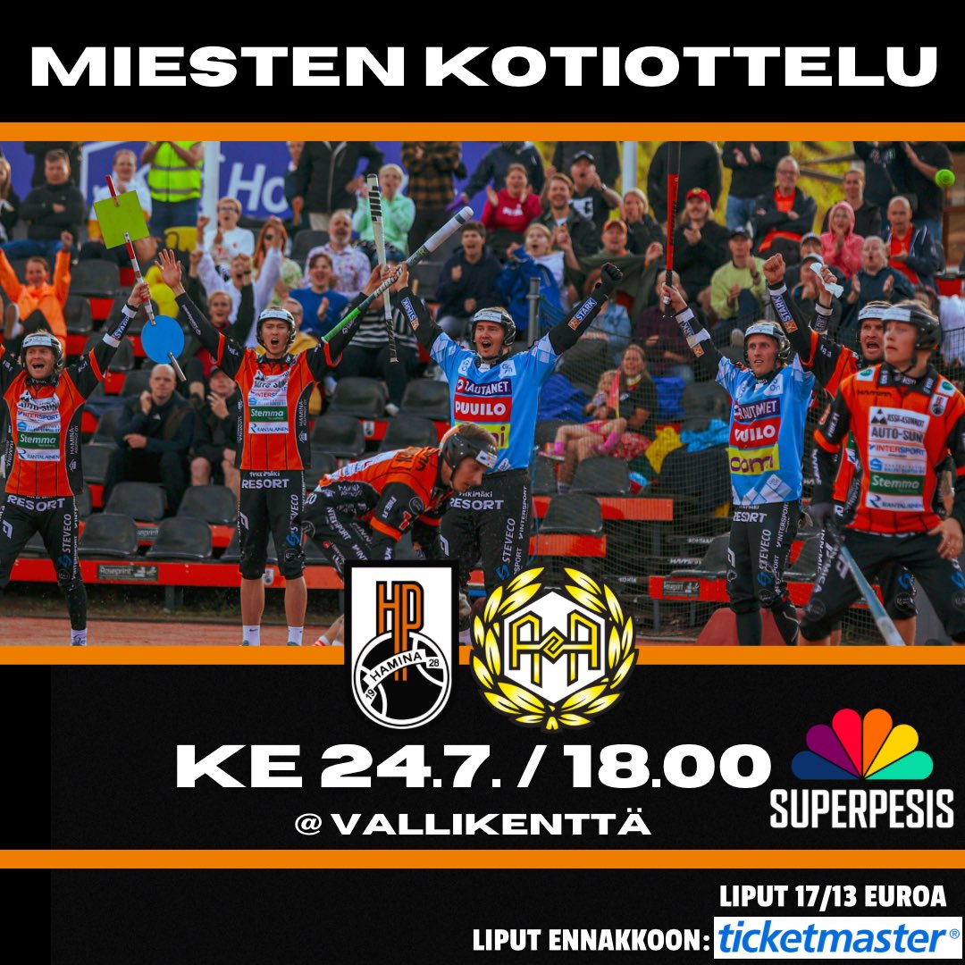🟠MIESTEN KOTIOTTELU🟠

Kuuden pisteen kotiottelu! Alkusarjan viimeinen kotimatsi pelataan keskiviikkona 24. heinäkuuta. Tärkeät pisteet jaossa, nyt jos koskaan joukkue tarvitsee kotiyleisön tukea. Tulkaa sankoin joukoin kannustamaan HP voittoon💪🏻

#pesis