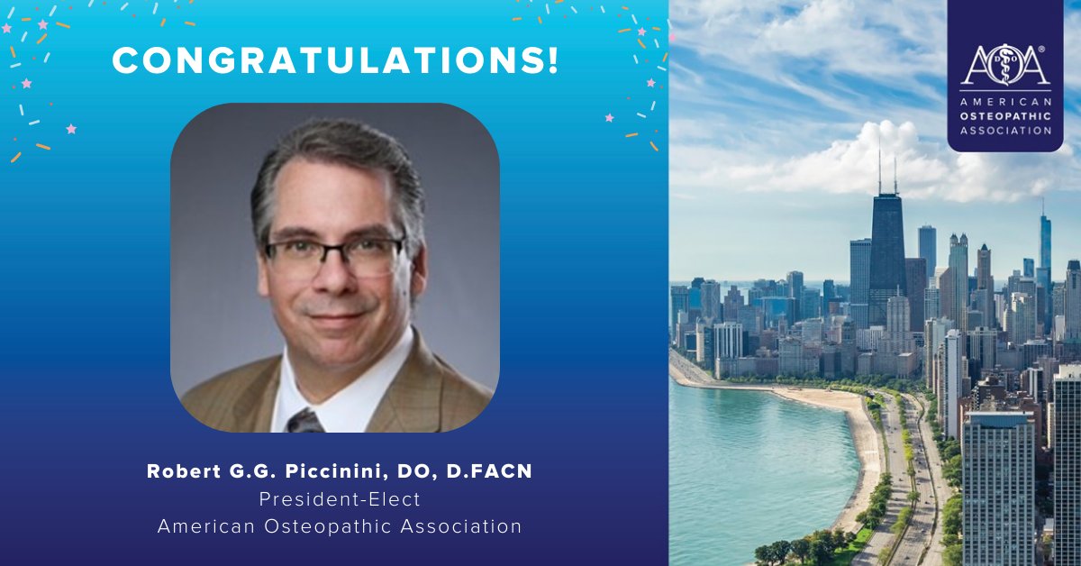 AOA (@aoafordos) on Twitter photo As we say goodbye to another successful House of Delegates annual business meeting, we want to congratulate Robert G.G. Piccinini, DO, D.FACN, an AOA board-certified osteopathic psychiatrist, for his election as the president-elect of the AOA.
#AOAHOD <a href="/MichiganDOs/">Michigan DOs</a> #DOProud As we say goodbye to another successful House of Delegates annual business meeting, we want to congratulate Robert G.G. Piccinini, DO, D.FACN, an AOA board-certified osteopathic psychiatrist, for his election as the president-elect of the AOA.
#AOAHOD <a href="/MichiganDOs/">Michigan DOs</a> #DOProud