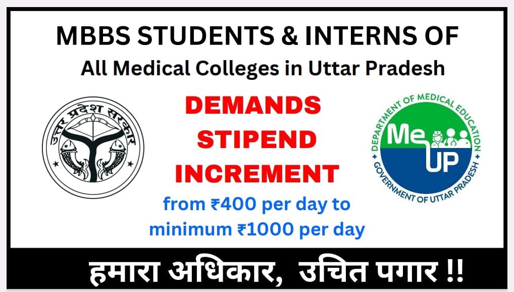 Arun Yadav (@misguidedmedico) on Twitter photo The UP interns urge @UPGov
to raise the stipend from just ₹12000 to ₹30,000 as UP is having lowest stipend in whole India.
#UP_MBBS_STIPEND_HIKE
<a href="/myogiadityanath/">Yogi Adityanath</a>
<a href="/imamsnup/">Indian Medical Association-MSN (U.P. State)</a>
<a href="/myogioffice/">Yogi Adityanath Office</a>
<a href="/yadavakhilesh/">Akhilesh Yadav</a>
@rda_up
<a href="/MeUPGovt/">Medical Education Uttar Pradesh</a>
<a href="/brajeshpathakup/">Brajesh Pathak</a>
<a href="/AmarUjalaNews/">Amar Ujala</a> The UP interns urge @UPGov
to raise the stipend from just ₹12000 to ₹30,000 as UP is having lowest stipend in whole India.
#UP_MBBS_STIPEND_HIKE
<a href="/myogiadityanath/">Yogi Adityanath</a>
<a href="/imamsnup/">Indian Medical Association-MSN (U.P. State)</a>
<a href="/myogioffice/">Yogi Adityanath Office</a>
<a href="/yadavakhilesh/">Akhilesh Yadav</a>
@rda_up
<a href="/MeUPGovt/">Medical Education Uttar Pradesh</a>
<a href="/brajeshpathakup/">Brajesh Pathak</a>
<a href="/AmarUjalaNews/">Amar Ujala</a>