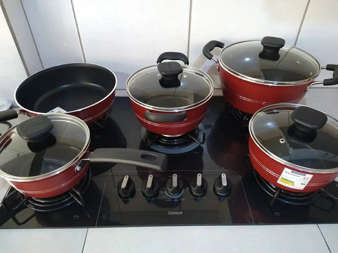 Tramontina Jogo Panelas Alum 5 peças Sicilia Vermelho