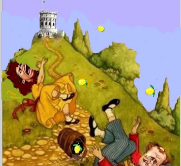 H &amp; M climbed up the hill
Looking out for ways to scam.
Facing the Crown,they both fell down
And so the lies began.

At last H awoke, to find they were broke
&amp; copped on to his crazy wife's capers
Of dog biscuits,wine,of awards&amp;of jam
&amp;all her stories-in the papers