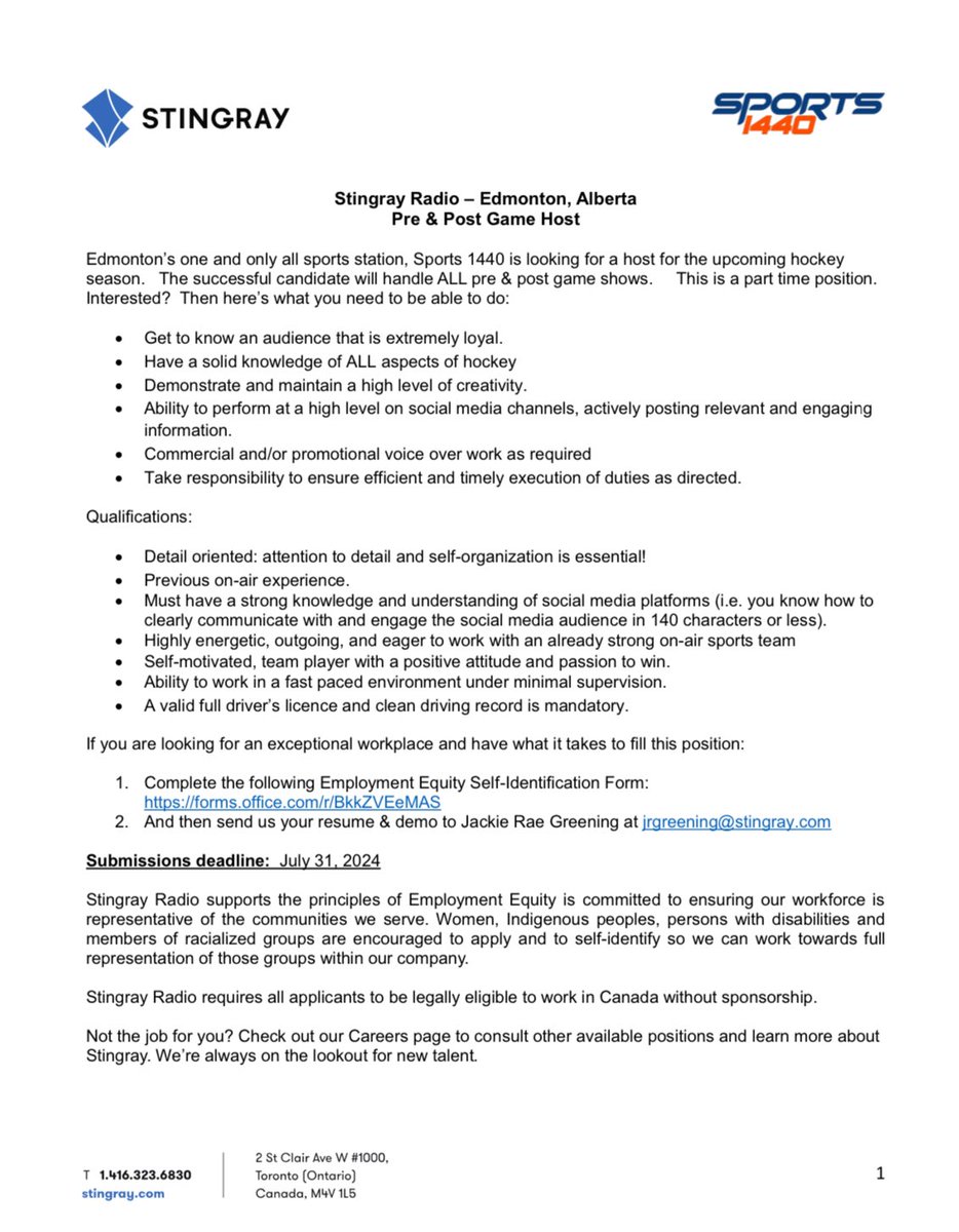 Great job opportunity on <a href="/Sports1440/">Sports 1440</a>.