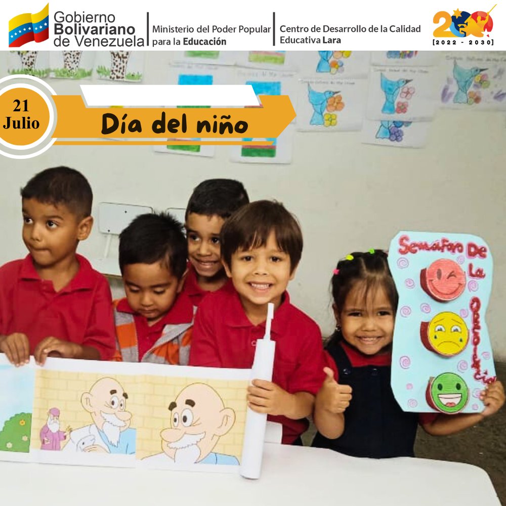 cdcelara's tweet photo. #21Julio ¡Feliz día a nuestros niños y niñas!

Celebramos la inocencia, la alegría y el amor de nuestros pequeños.

¡Sigamos cultivando sueños y valores para el futuro!

#VenezuelaEsCalidad
@NicolasMaduro
@MPPEDUCACION
@_LaAvanzadora 
@EleamerAbdala https://t.co/SeasMGXJF7