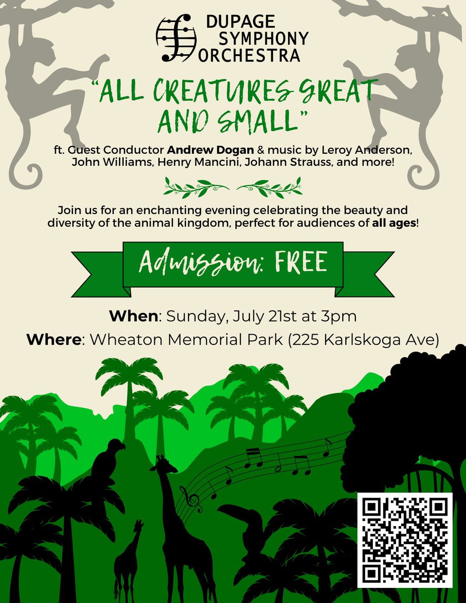 Today's the day! Join us at 3pm today, Sunday 7/21 at Wheaton Memorial Park. Gates open at 2 pm, and seating is first come, first served. FREE!

#WhatToDoInWheaton #WheatonIL #WheatonParkDistrict #FreeForDuPage #DuPageCounty #NapervilleIL #DuPageSymphony #DuPageSymphonyOrchestra