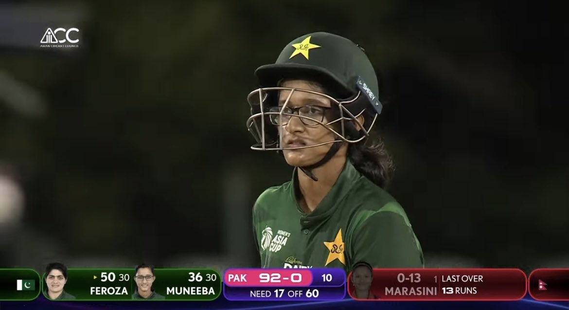 grassrootscric's tweet photo. Pakistan are 92-0 at the halfway mark requiring just 17 to win!
#BackOurGirls | #NEPvPAK | #WomensAsiaCup2024 https://t.co/n88nDuX90L