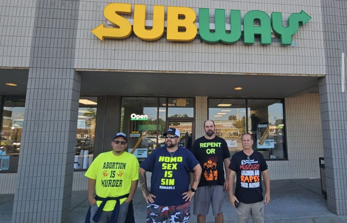Charmie910's tweet photo. @franigenx @MatthewNichol5 @SUBWAY Are these the hard working Americans you're defending? https://t.co/n7OoCCvk1E