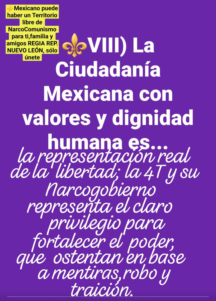 facebook.com/share/v/efL187…  #RegiarepúblicaNL invita a toda la Ciudadanía Mexicana, con valores y Dignidad Humana a formar parte de este gran proyecto, libre de narcoComunismo, sólo ÚNETE🔻
chat.whatsapp.com/KFG2p6MgDhu0RY…
<a href="/INBGuadalupe/">Basílica Guadalupe</a> 
<a href="/IglesiaMexico/">CEM</a> 
<a href="/lopezdoriga/">Joaquín López-Dóriga</a>