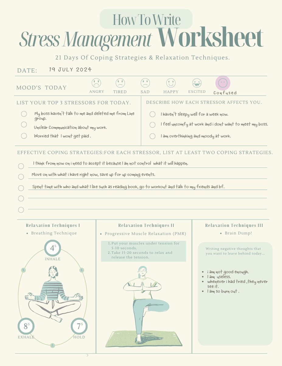 bellthima's tweet photo. Stress Management Worksheet: Coping Strategies &amp; Relaxation Techniques
Is. Coming guy. Stay tuned 💡✨
#Stress 
#guildbook https://t.co/26GhqvUexf