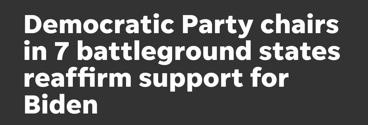 ChrisDJackson's tweet photo. 🚨 BREAKING: Seven Swing State Democratic Chairs Reaffirm Support for President Biden, and Urge Unity Ahead of 2024 Election

In a powerful display of unity, Democratic Party chairs from seven crucial battleground states reaffirmed their steadfast support for President Joe Biden on Sunday.  

In an open letter to Democrats, obtained by USA TODAY, the party chairs highlighted the stark contrast between the Democratic and Republican visions for America. They emphasized the Democrats' unified message of "freedom, democracy, and an economy that works for working people," which stands in opposition to Trump's "MAGA threat of abortion bans, dictatorship, and giveaways to billionaires."

"But right now, many voters aren’t hearing that from our party. We understand the anxiety. But the best antidote to political anxiety is taking action," they wrote. "When we all lend our voices to contrasting the Democratic vision — from Biden-Harris straight down the ticket — with the MAGA nightmare, we win."

The letter was signed by state Democratic Party chairs Ben Wikler of Wisconsin, Lavora Barnes of Michigan, Sharif Street of Pennsylvania, Anderson Clayton of North Carolina, Nikema Williams of Georgia, Yolanda Bejarano of Arizona, and Daniele Monroe-Moreno of Nevada. These seven states are poised to play a decisive role in the 2024 election.

Their message is clear: unity and action are essential. We should listen to them!