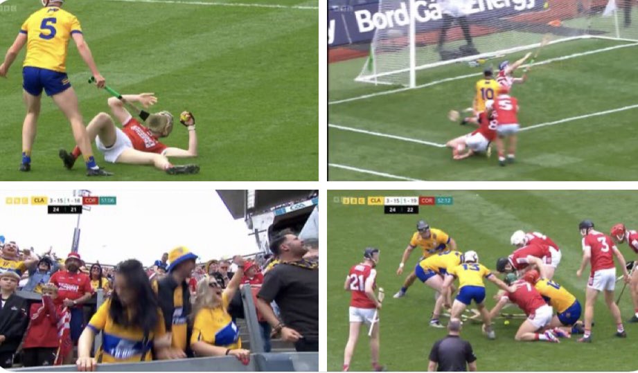 KindExPro's tweet image. I still have no idea what’s going on but this is an incredible spectacle.

These blokes are super-human, brave and made of absolute steel. Footballers take note!! 

 #AllIrelandHurlingFinal 
#GAA #Cork #Clare #hurling #CorkvClare