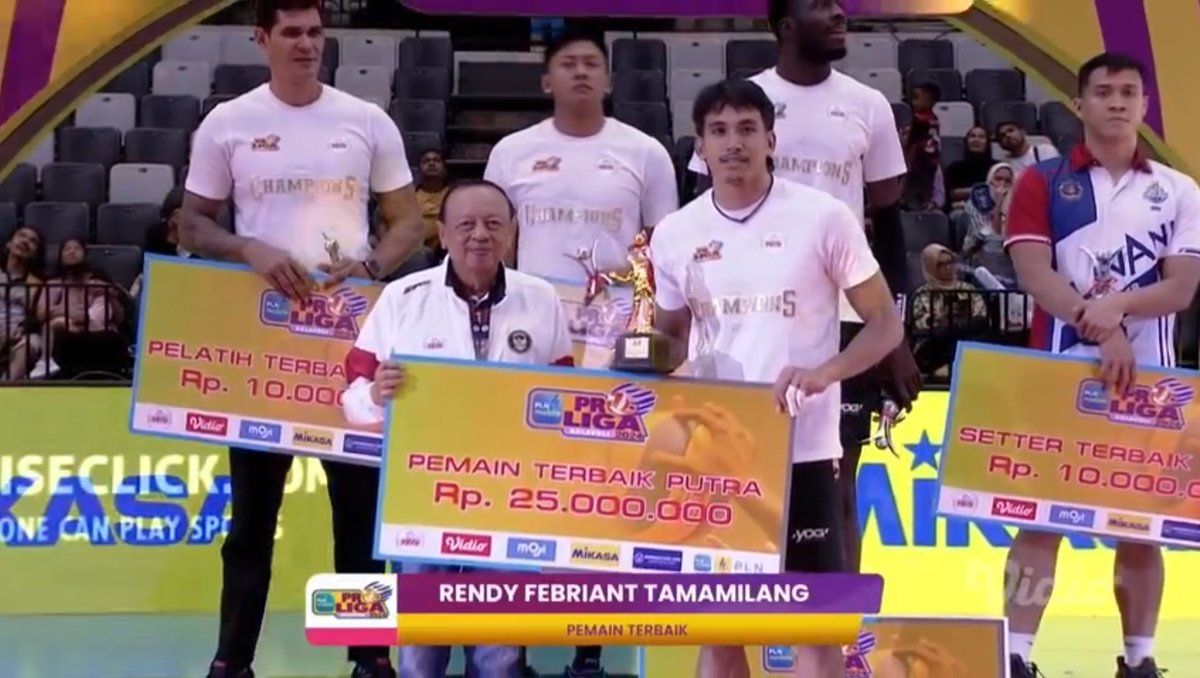 volleyballidn's tweet photo. Most Valuable Player / MVP
Rendy Febriant Tamamilang (Bhayangkara Presisi) #Proliga2024 #GrandFinal https://t.co/ZLIX6xI82u