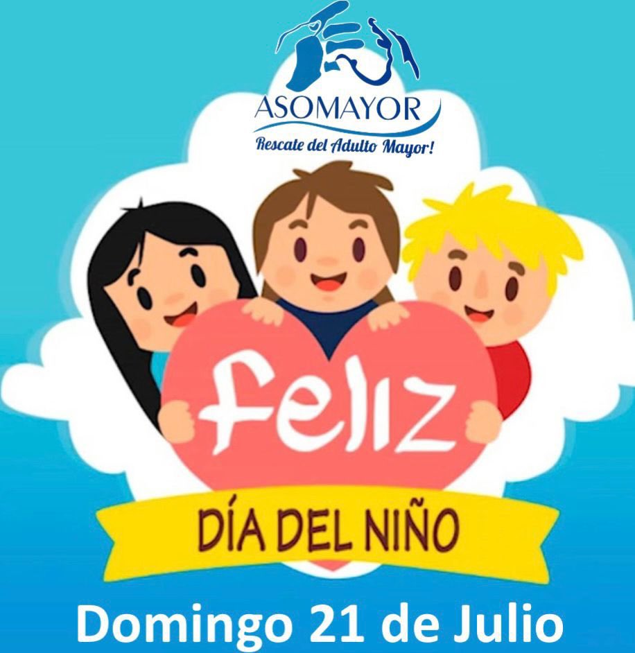 Asomayor's tweet photo. Día del Niño en Venezuela. 
Tercer Domingo de Julio 
💥ASOMAYOR felicita a todos los Niños y Niñas de Venezuela y muy especialmente a los pequeños y pequeñas que integran la *Gran Familia ASOMAYOR* 
@asomayor @orpanac @rattanhypermarket  #asomayor  #diadelniño #felicidadfamiliar https://t.co/4PNZAYiW8M