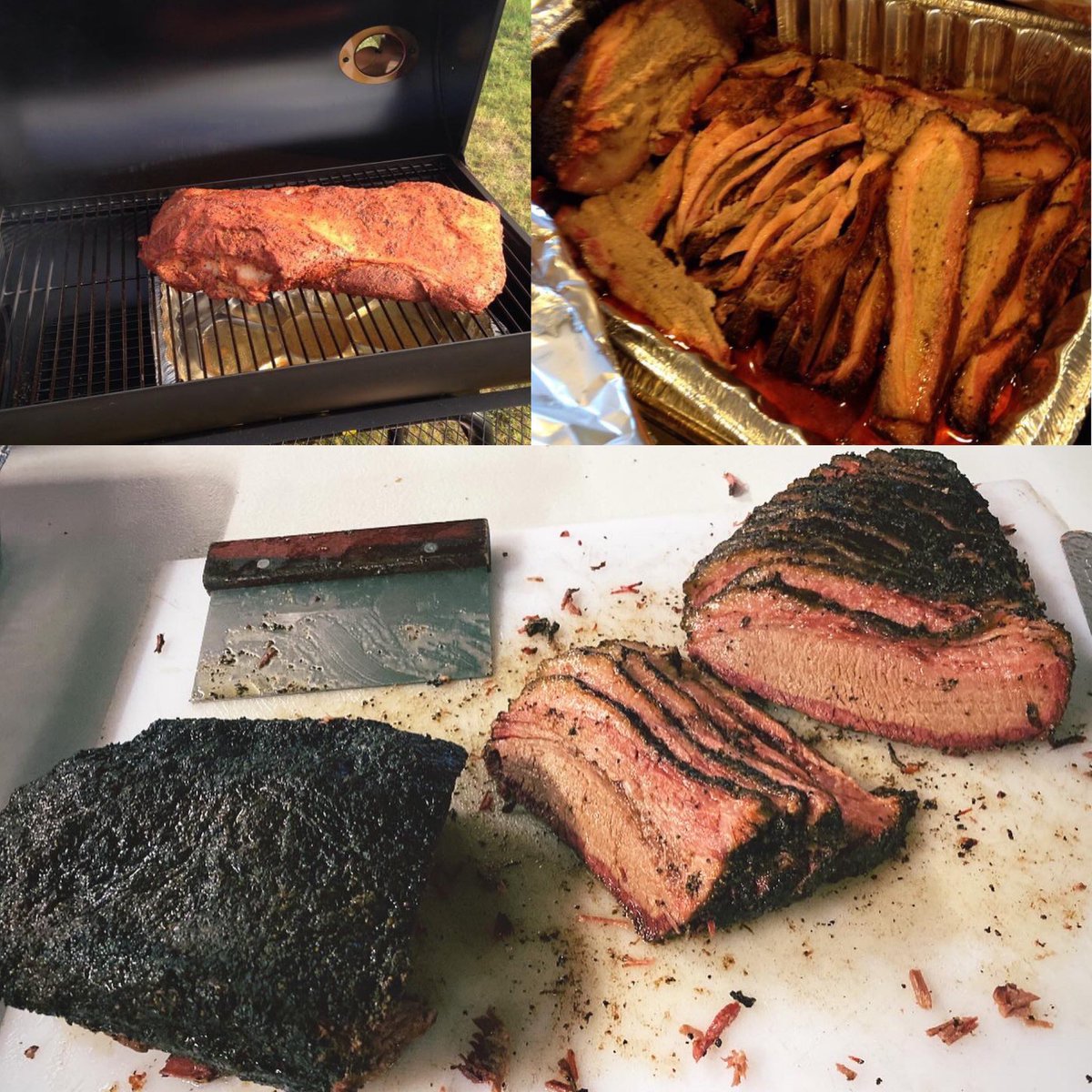 SmokinBrosJB's tweet image. The top is the very first brisket I ever made about 10 years ago. I always like when this memory pops up. I thought I knew what I was doing then 🤣 

Made a few in between since then 😉

#BrisketMafia #SupportYourLocalPitMaster #SmokinBrosBBQ #PuroPincheSmoke #IWantAllTheSmoke