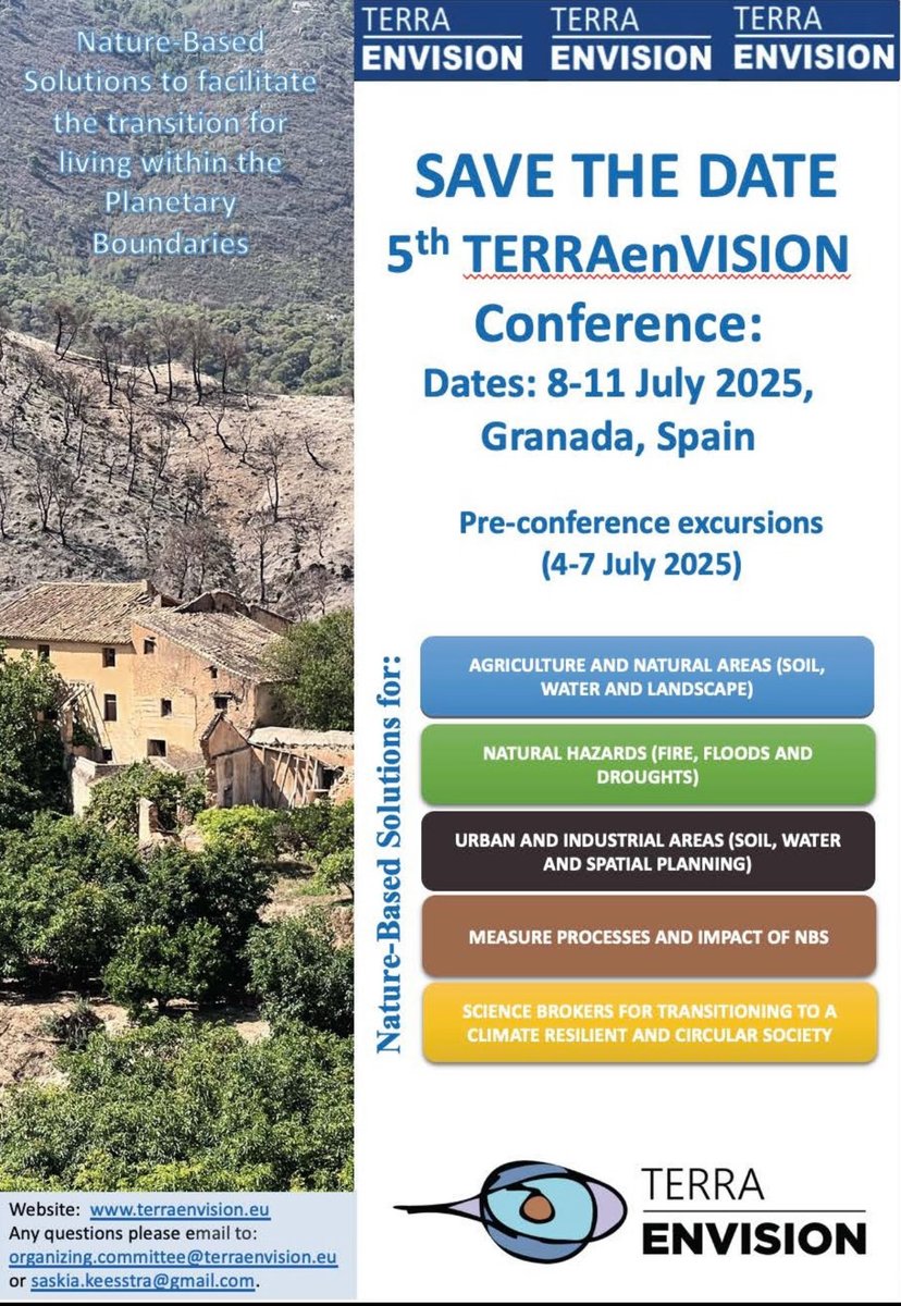 Terraenvision 2025 will be held in GRANADA. Save dates and topics. Join us as organizer!!!
