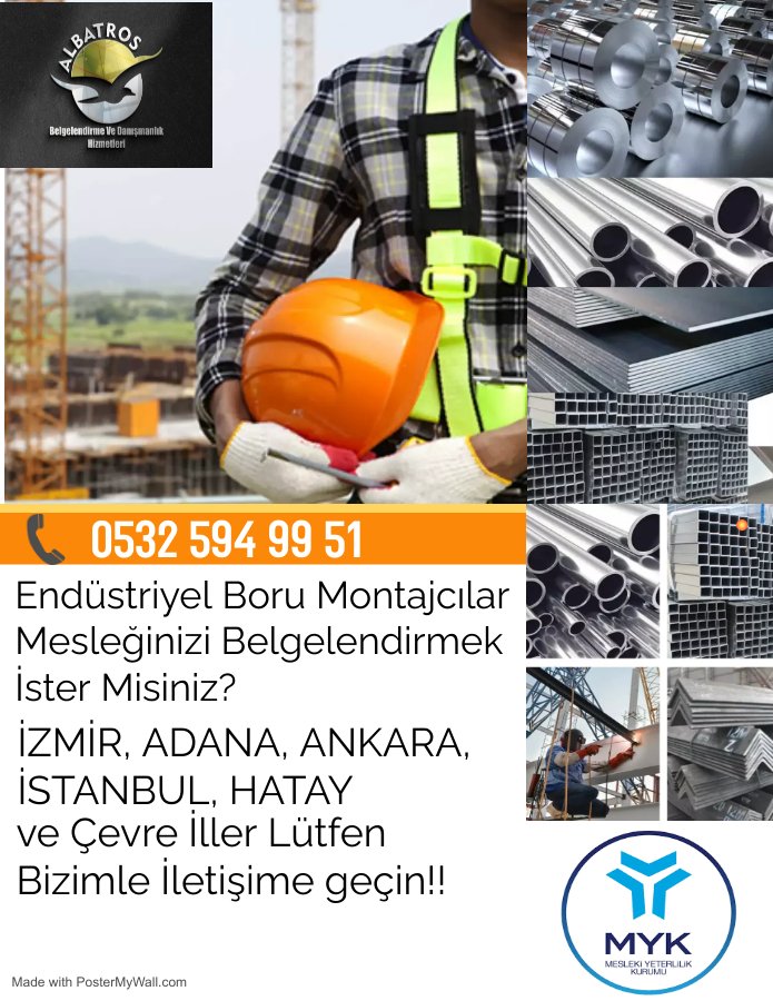 mostar_baha's tweet photo. #albatrosbelgelendirmevedanışmanlık #albatros #MYK #MYKbelgesi #YÖK #yökonaylısertifika #edevlet #edevletonaylısertifika #osgb #kariyer #endüstriyelborumontajcısı #endüstri #organizesanayi  #vizeonaylı #meslekeğitimi #meslek #iş #işilanı #yurtdışı #çalışmaimkanı 
📞0532 594 99 51 https://t.co/DdxlJDrADg