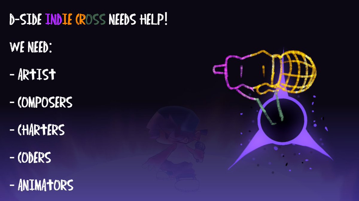Hello! erm, help wanted 

we need practically everything, if you want to help, send examples of your work below 👇
#INDIECROSS