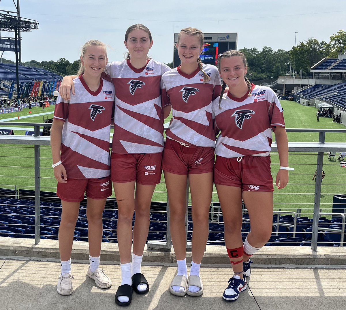 Congratulations to our LISD student athletes. Not only do they compete for our programs but these ladies are participating at the NFL Flag Football Championship! 
Nelly Thompson- Leander HS 
Emma Clark- Vandegrift HS 
Kelsey Quinn- Leander HS 
Ava Wallace- Rouse HS