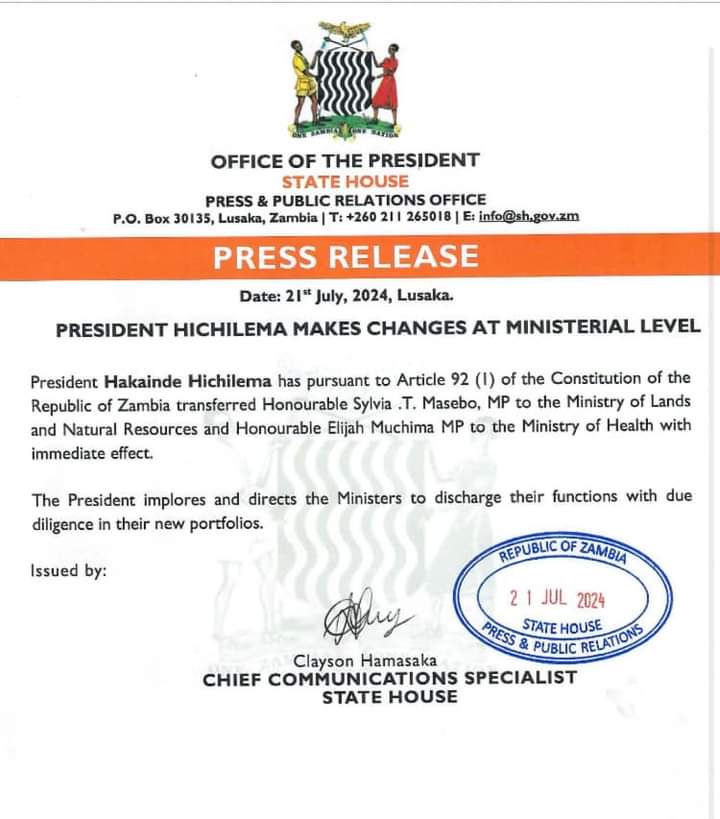 Ministry of Information and Media- Zambia tweet media