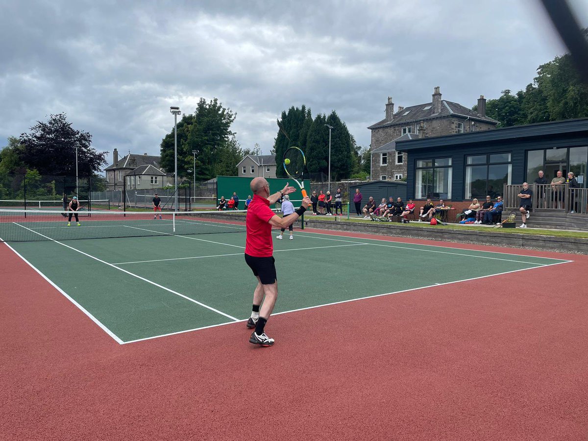 dumbartontennis's tweet photo. Fabulous turnout for the inaugural John Smith inter club competition with @CardrossTennis Well done to Lynne and Gerry who lifted the trophy for Dumbarton Tennis Club. Thanks to all the Cardross members who contributed to a special afternoon for a special man #wewereentertained https://t.co/k6RPoDmrXP