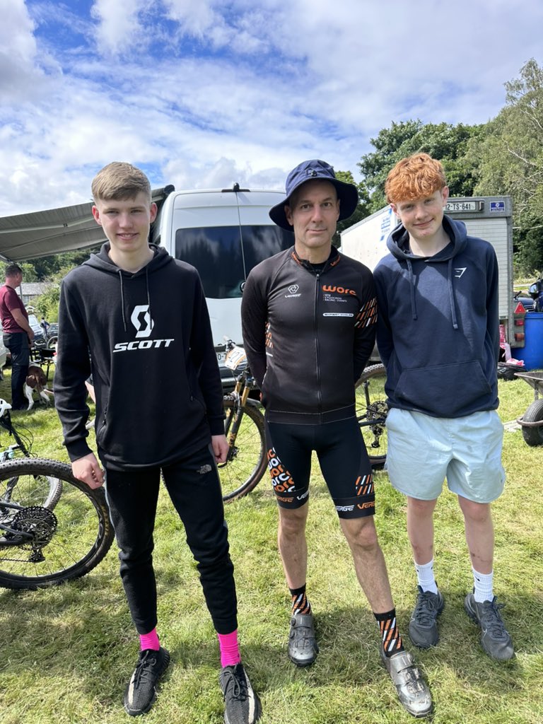 From left U16 champ Ryan Daly, M50 Robin Seymour and U14 James Cunningham