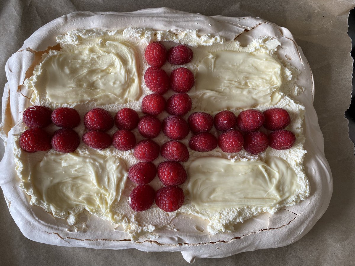 England Pavlova I made last weekend. Shame it didn’t bring good luck 😋