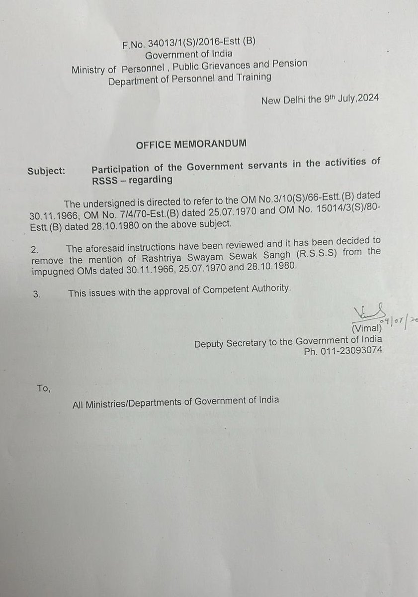 Sardar Patel had banned the RSS in February 1948 following Gandhiji's assassination.

Subsequently, the ban was withdrawn on assurances of good behaviour. Even after this the RSS never flew the Tiranga in Nagpur.

In 1966, a ban was imposed - and rightly so - on government
