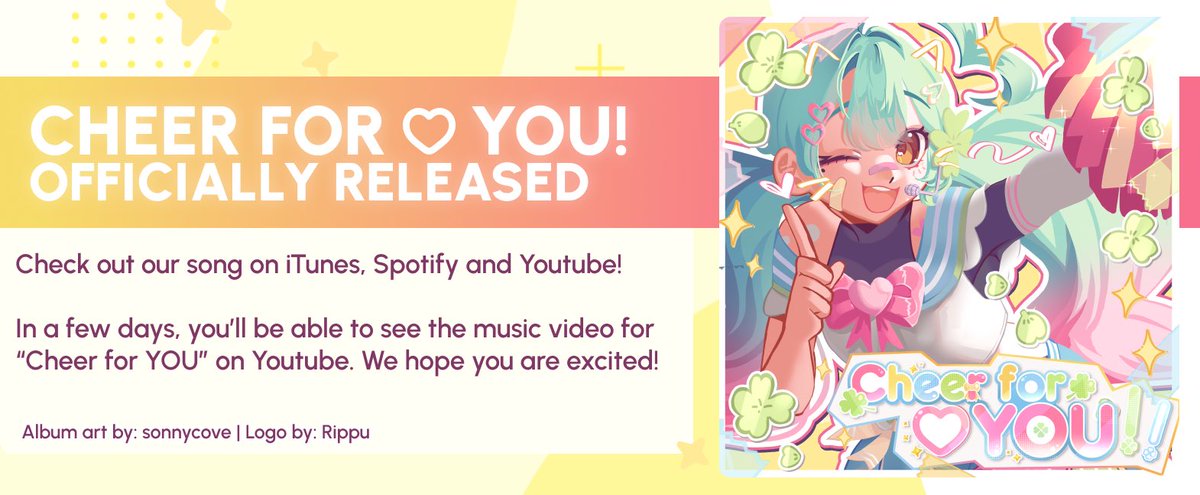 NETDREAM_idol's tweet photo. Today Chiyo's solo song "Cheer for ♡ YOU" will be releasing on all platforms! 🍀 Make sure to cheer her on! Her music video will release at a later date~ 

- Spotify: https://t.co/iBTdYT5Jm8
- Apple music: https://t.co/2YlHzr7LNn
- Youtube music: https://t.co/v3ZKBExUst https://t.co/qRcqnVHrjm