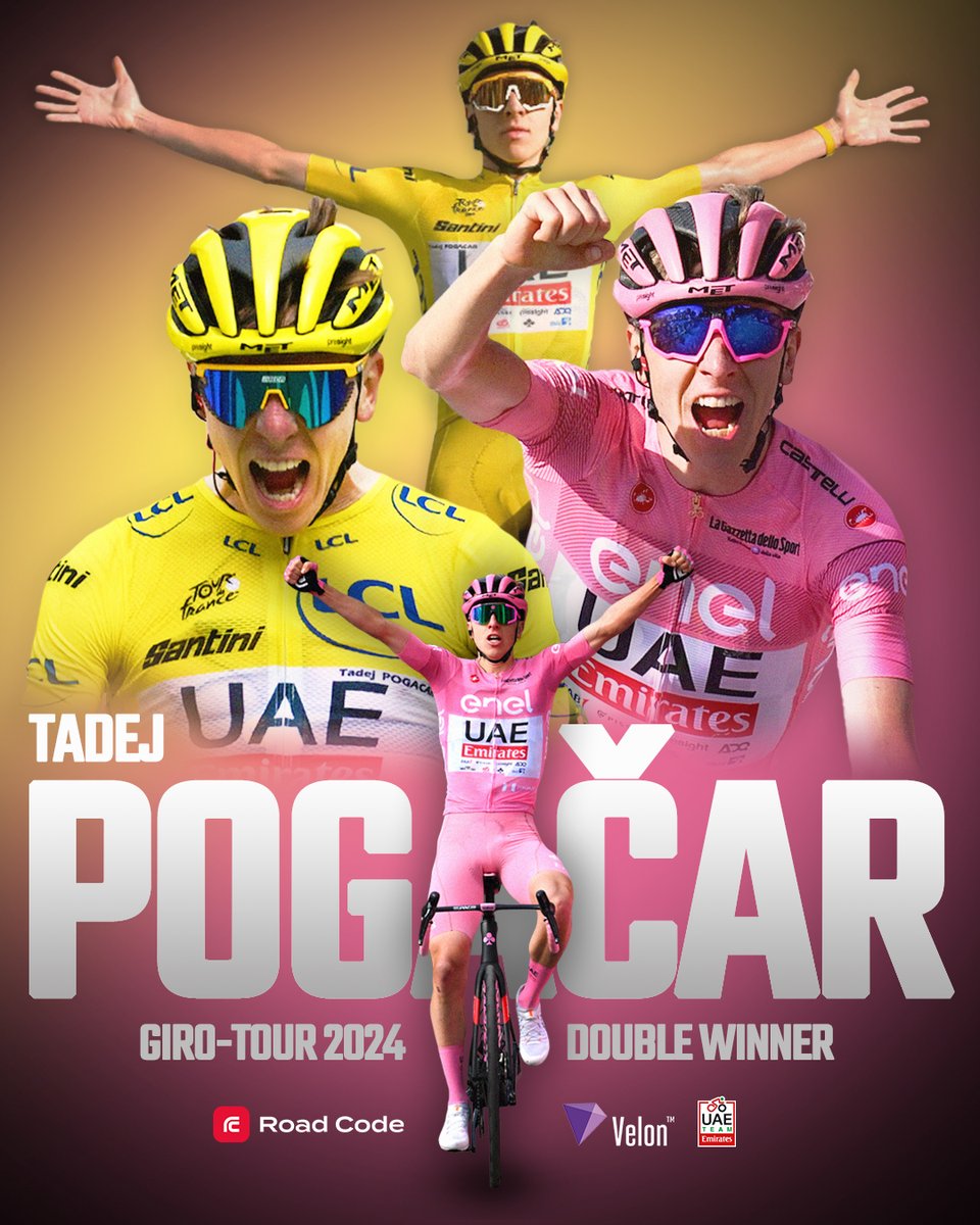 Tadej Pogačar makes 𝗛𝗜𝗦𝗧𝗢𝗥𝗬 🇮🇹🇫🇷

The Slovenian becomes the first male rider in 26 years to win the Giro d’Italia-Tour de France double in the same season and only the eighth male rider in history to achieve the feat. 

📸 Getty Images
_______
🇫🇷 #TDF2024
