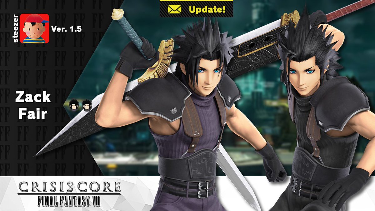 steezermods's tweet photo. Ver. 1.5, the long-overdue update to Zack Fair, is here.

This includes 6 new alternates, one slot victory music support, new effects, ditto/metal/ink materials, echo fighter assets, and lots of general overhauling.

Now, time to move on to something new.

https://t.co/rR7nUu5H7R https://t.co/1zTT1pzU8g