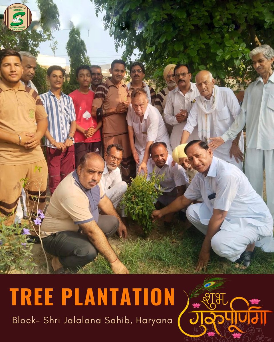 GreenSwelfares's tweet photo. In celebration of #GuruPurnima🌺, Shah Satnam Ji Green ’S’ Welfare Force Wing volunteers, inspired by Revered Saint Dr. MSG, planted saplings to honor this special day. By planting these saplings, they are not only enhancing the environment but also spreading the message of sustainability and care for our planet. May this act of kindness and environmental stewardship inspire others to join in the effort for a brighter, greener future. 

#TreePlantation #SaintDrMSG #गुरु_पूर्णिमा #ShriJalalanaSahib