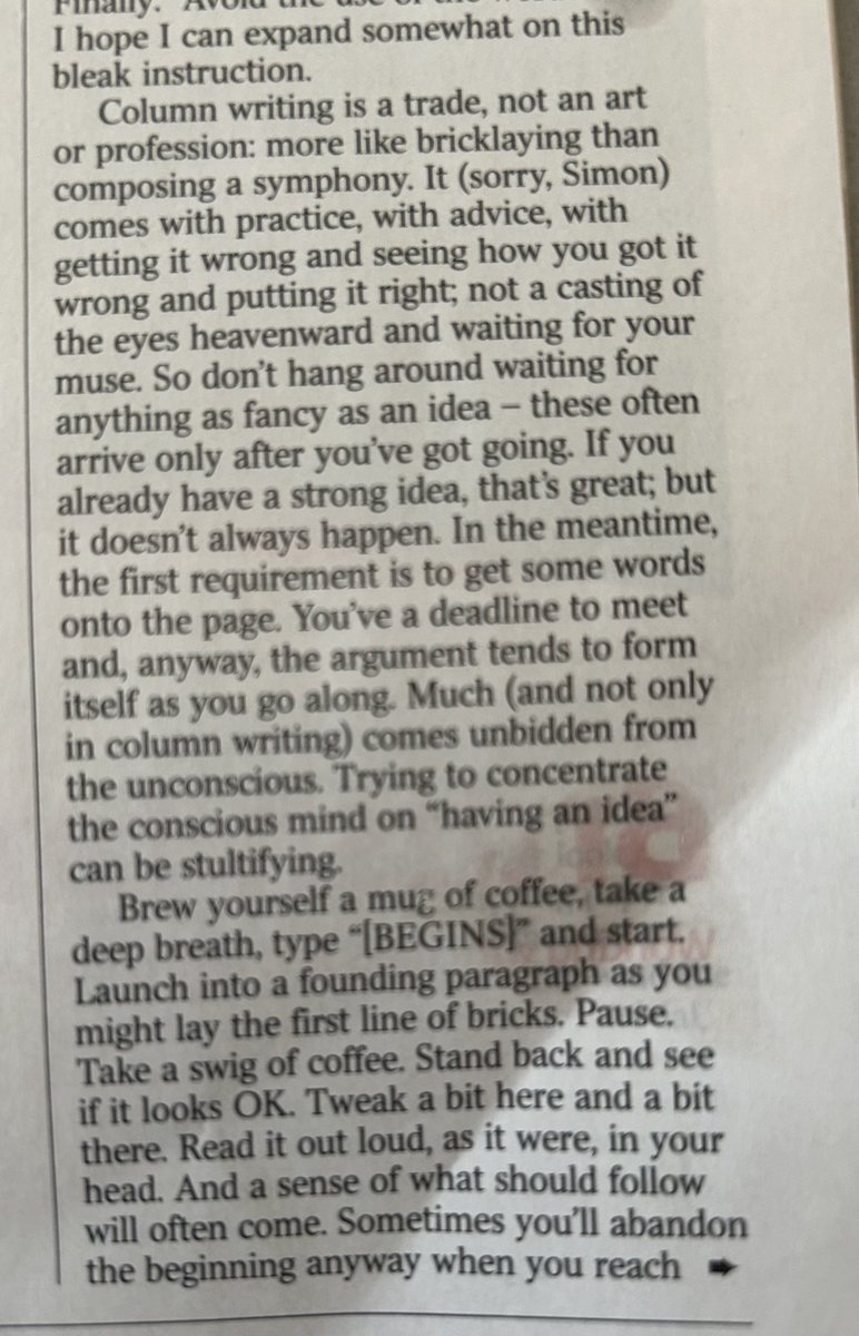Lovely piece from Matthew Parris on how to write

He’s discussing column writing, but his points are arguably relevant to any commercial writing