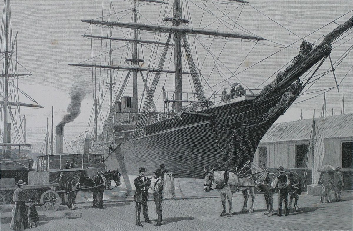 oldwgtn's tweet photo. Loading frozen mutton at Queens Wharf (1889) https://t.co/FOEs45eubs