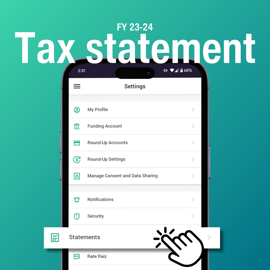FY 23-24 tax statements are out now! 📃

#RaizInvest #Finance

Investing via Raiz carries normal investment risks. You need to read the PDS and TMD to understand these risks &amp; to determine if Raiz is suitable for you.